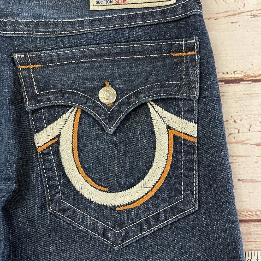 True Religion Mens‎ Original Slim Denim Blue Jeans Size 36x34 Made In USA